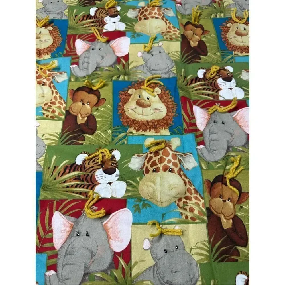 Rare Vintage Zoo Animal Baby Cotton Blanket 52”x 43”